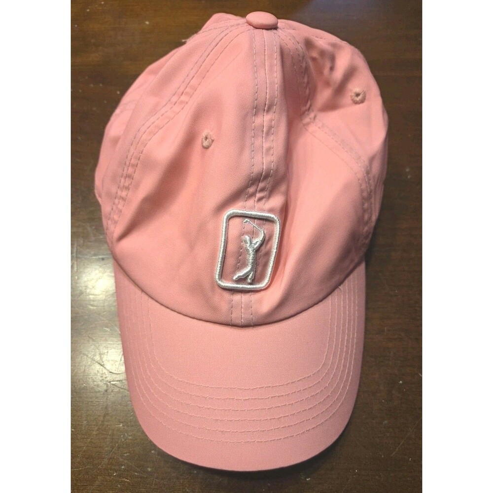 PGA Tour Golf Hat Women's Pink Adjustable Cap Embroidered Logo Performance Strap